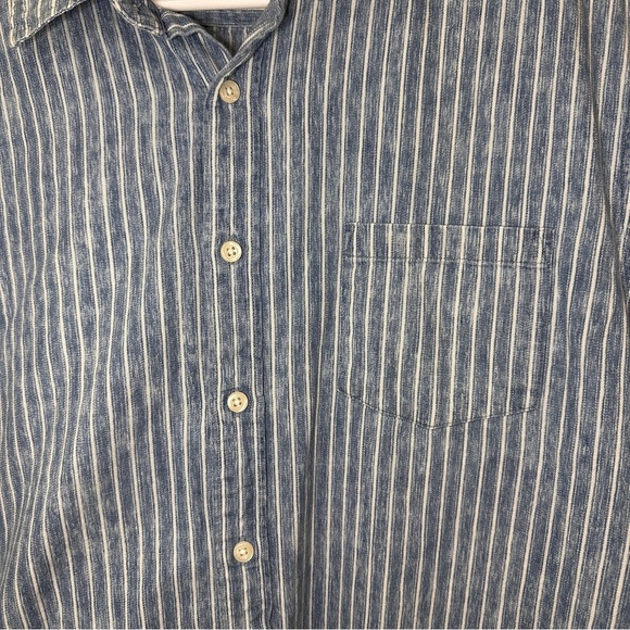 J.Crew Mercantile Cotton Button-Up Shirt Blue White Striped Classic Preppy XL - Picture 4 of 11